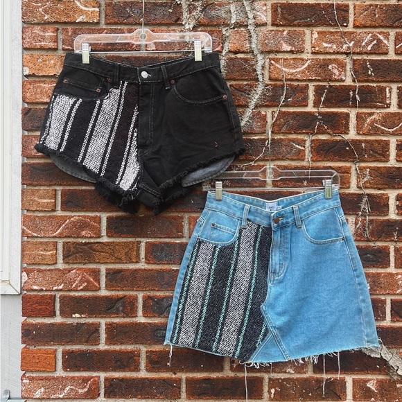 Princess Polly Reworked Baja Patchwork Festival Denim Skirt Size 4 - Picture 6 of 6